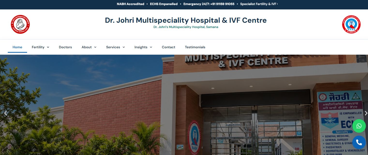 Dr. Johri Multispeciality Hospital & IVF Centre website project preview